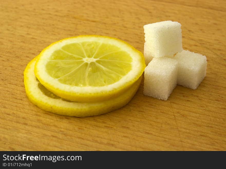 Lemon and sugar on the table