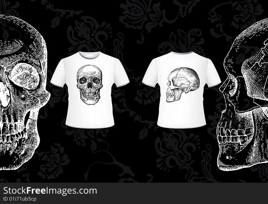 T-shirt width grunge skulls. Size and color can be changed.