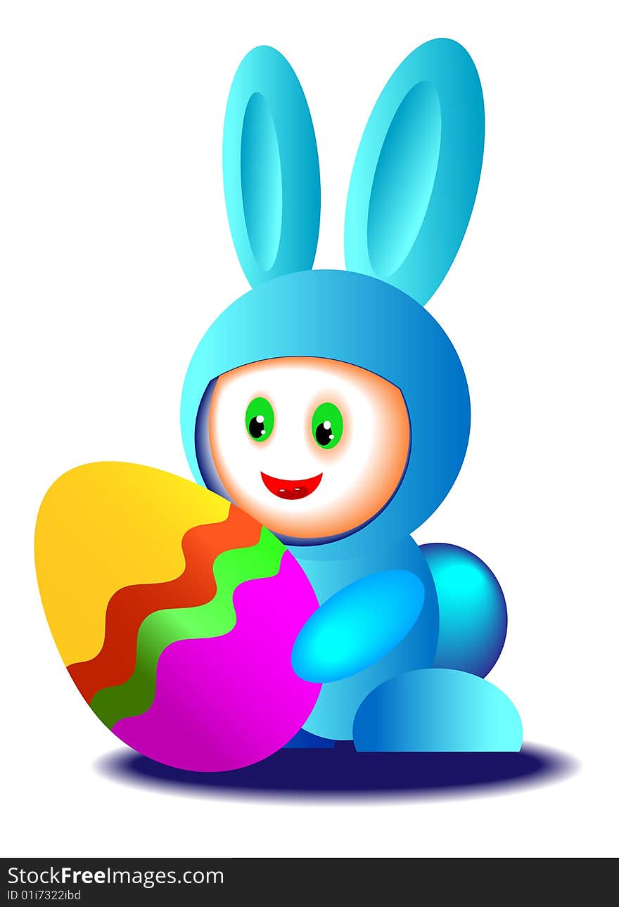 Illustration of cartoon baby in rabbit costume. Illustration of cartoon baby in rabbit costume