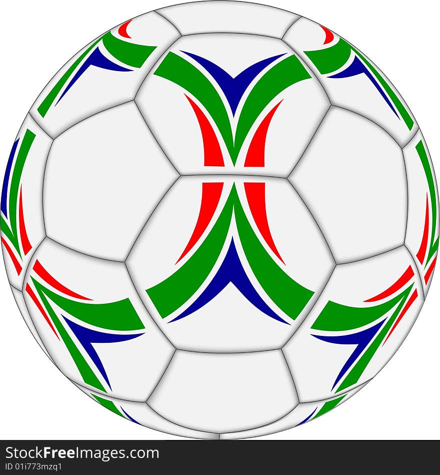Vector illustration of the soccer ball on white background. It is made with mash