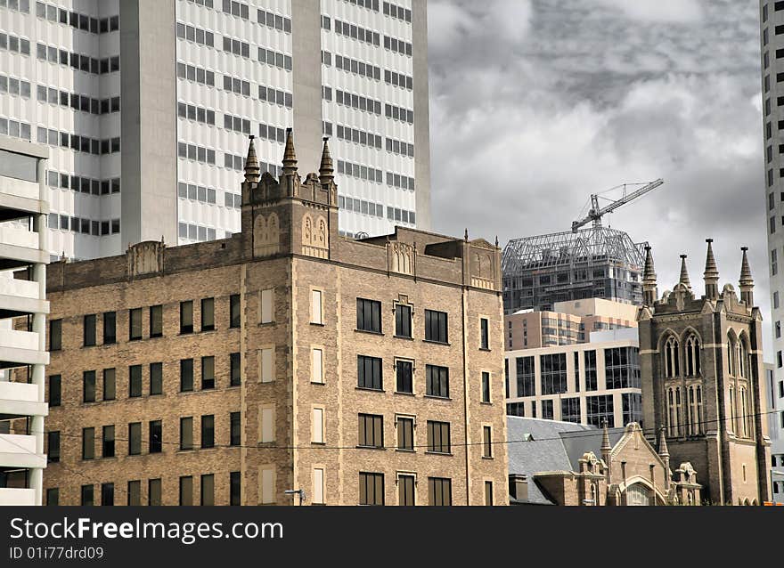 Houston Architecture against construction background