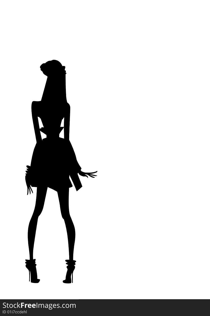 Silhouette of girl of teenagers for design