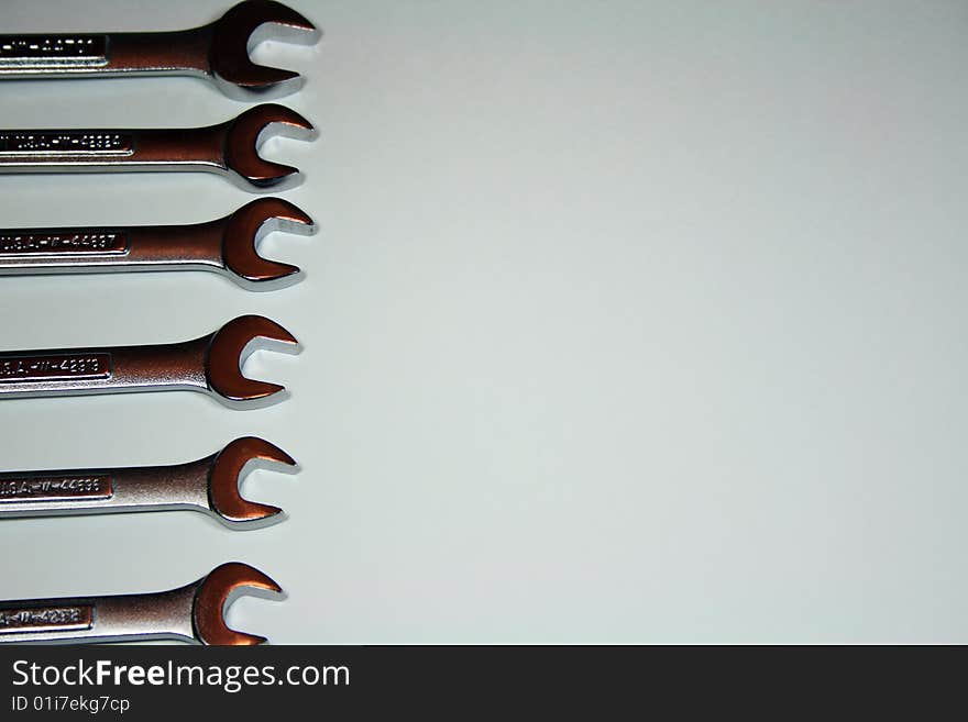 Set of wrenches isolated on white.