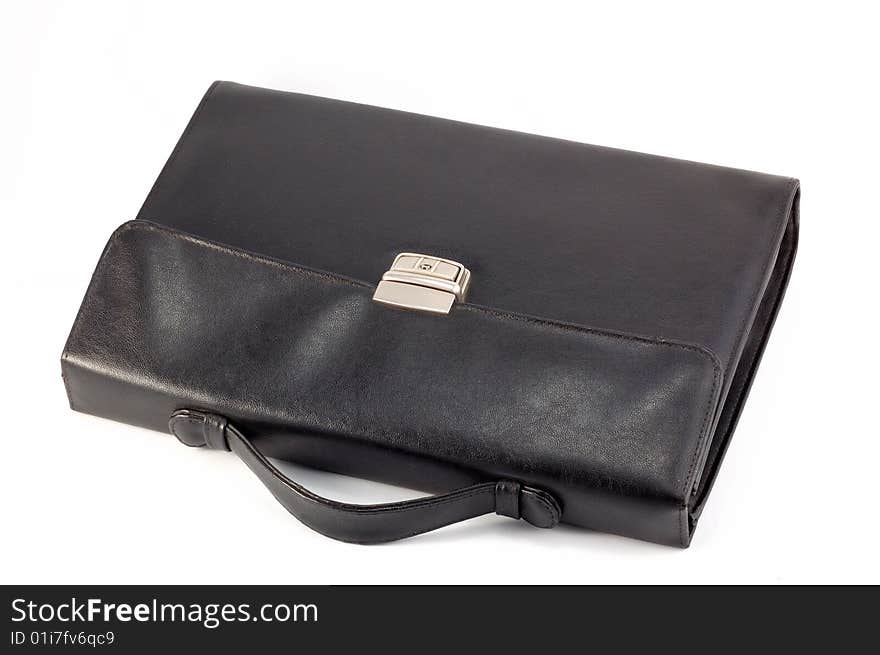 Business bag of brown color on a white background