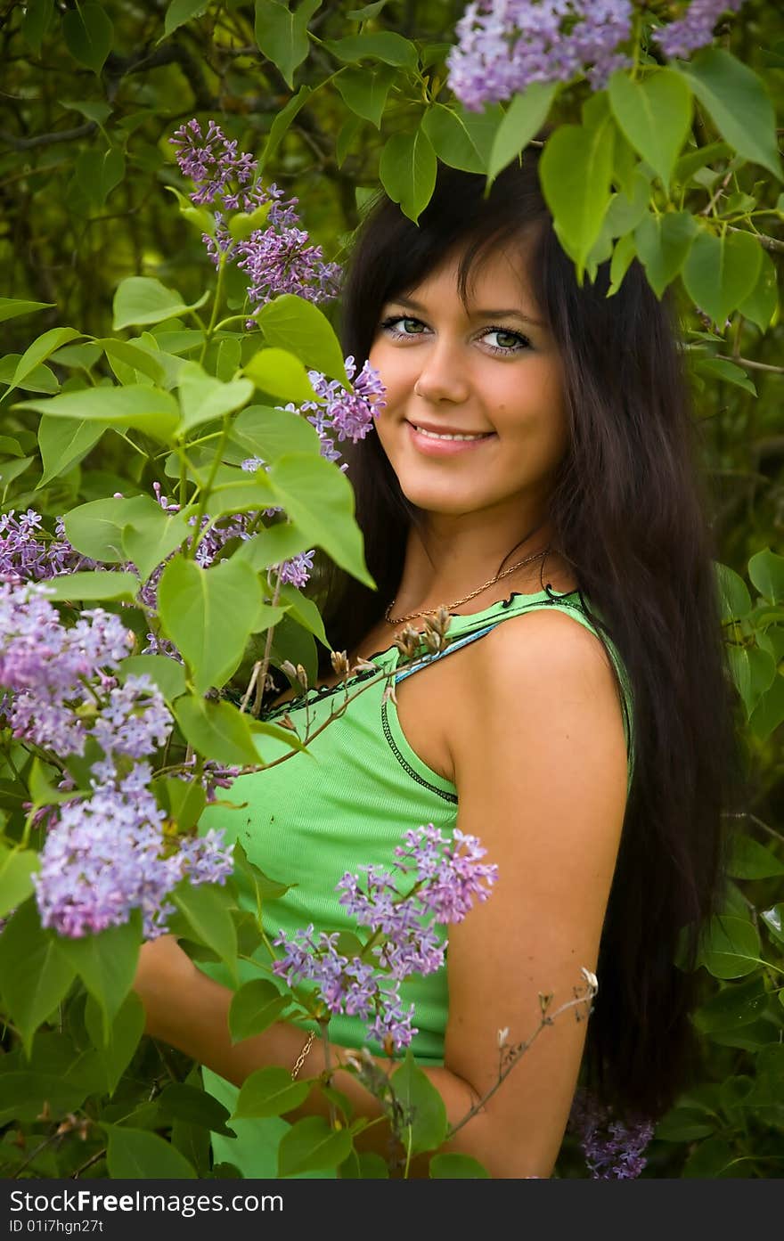 The  Girl And Blossoming Lilac