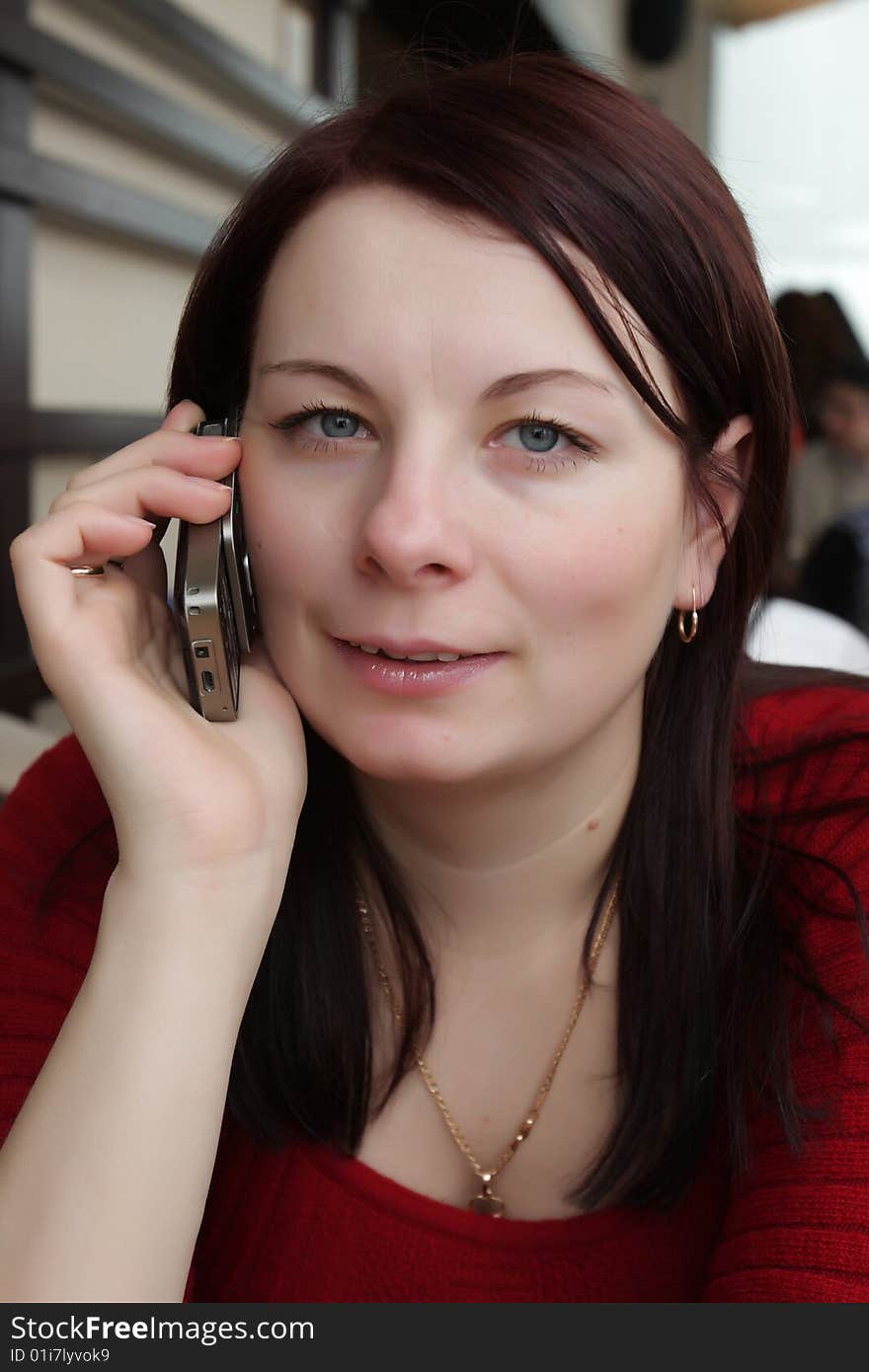 Portrait of young woman with mobile phone. Portrait of young woman with mobile phone