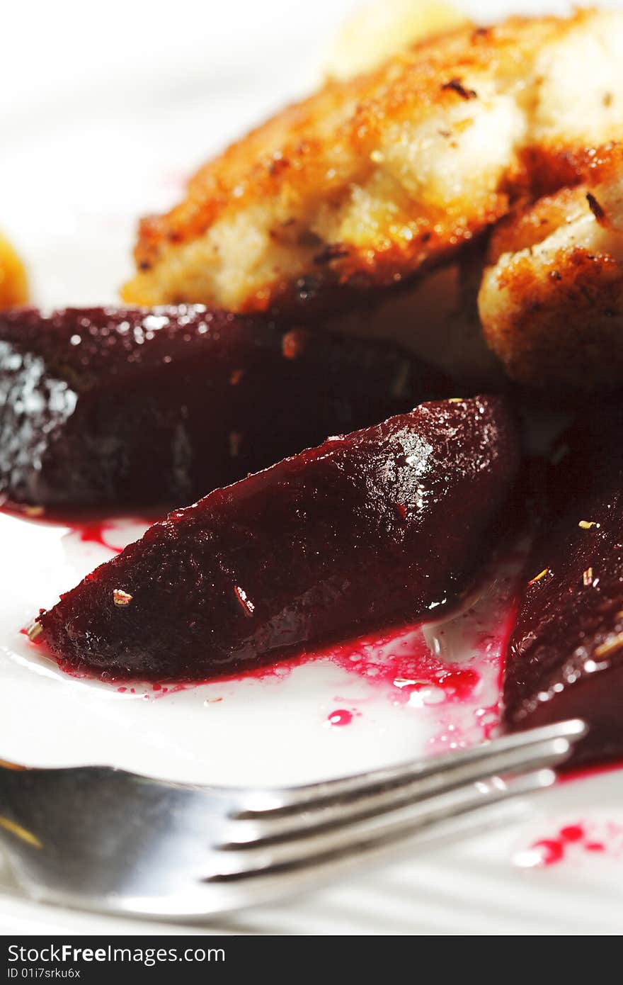 Chicken Confit (Chicken Rolls) with Pickled Beet