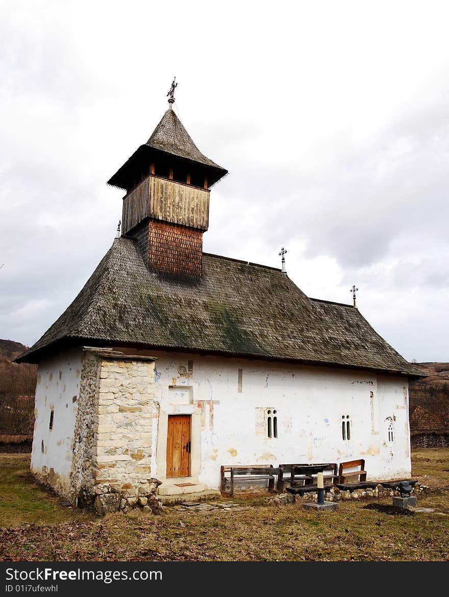 Old Romanian Orthodox stone church (The Archangels) in Transylvania (Romania), built in XV century, with 18th century changes. Extremely precious inner painting. Old Romanian Orthodox stone church (The Archangels) in Transylvania (Romania), built in XV century, with 18th century changes. Extremely precious inner painting.