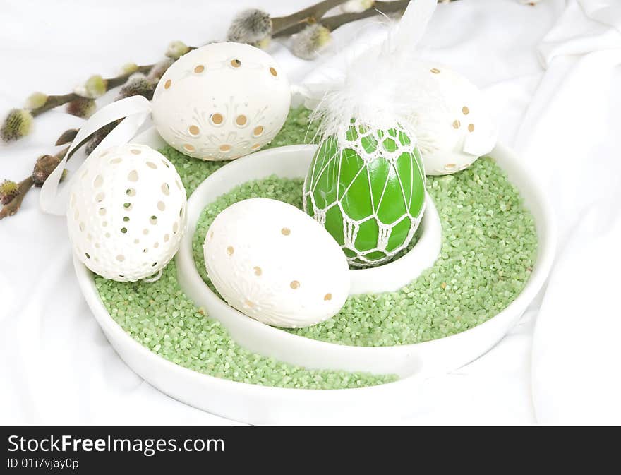 Easter eggs with lamb tails