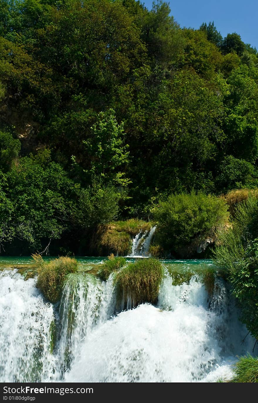 Beautiful forest waterfall in Croatia