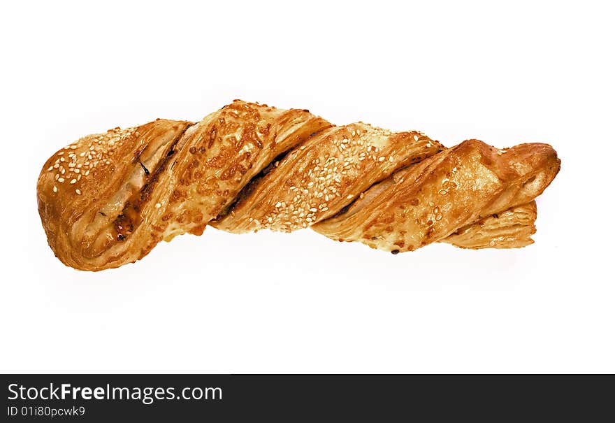 Organic bake roll in white background and grains