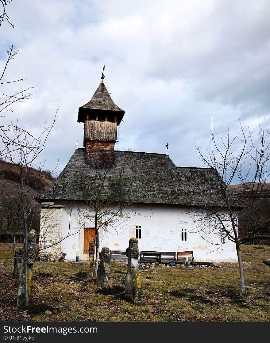 Old Romanian Orthodox stone church (The Archangels) in Transylvania (Romania), built in XV century, with 18th century changes. Extremely precious inner painting. Old Romanian Orthodox stone church (The Archangels) in Transylvania (Romania), built in XV century, with 18th century changes. Extremely precious inner painting.