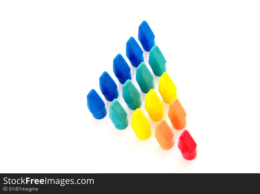 Colored erasers making a graph. Colored erasers making a graph