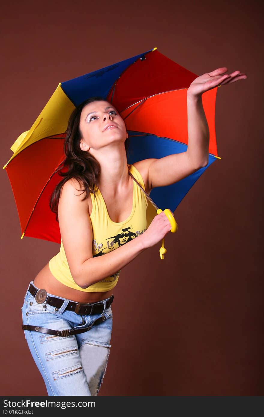 The young beautiful girl during active leisure on a white background