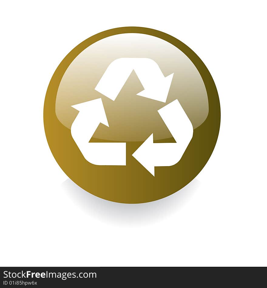 Environmental gradient button with recycling icon isolated on white. Environmental gradient button with recycling icon isolated on white