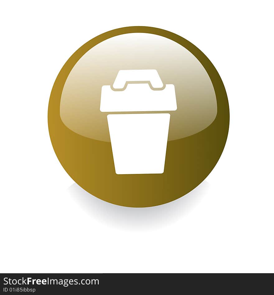 Environmental gradient button with trash can icon isolated on white. Environmental gradient button with trash can icon isolated on white