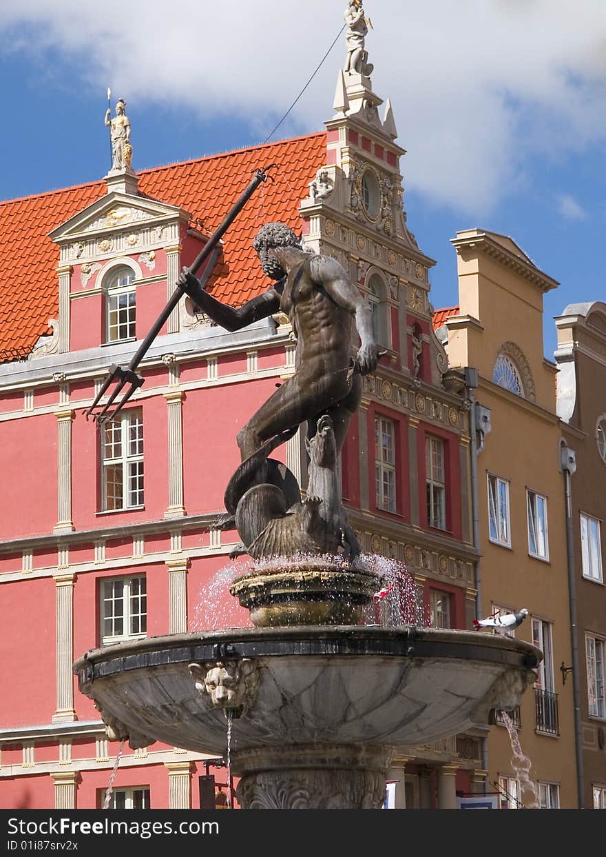 Photo featuring Neptune monument in city center in Gdansk