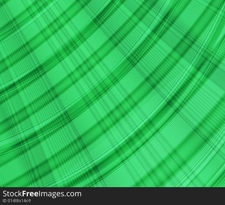 Green Abstract Plaid Background with Lines and Curves