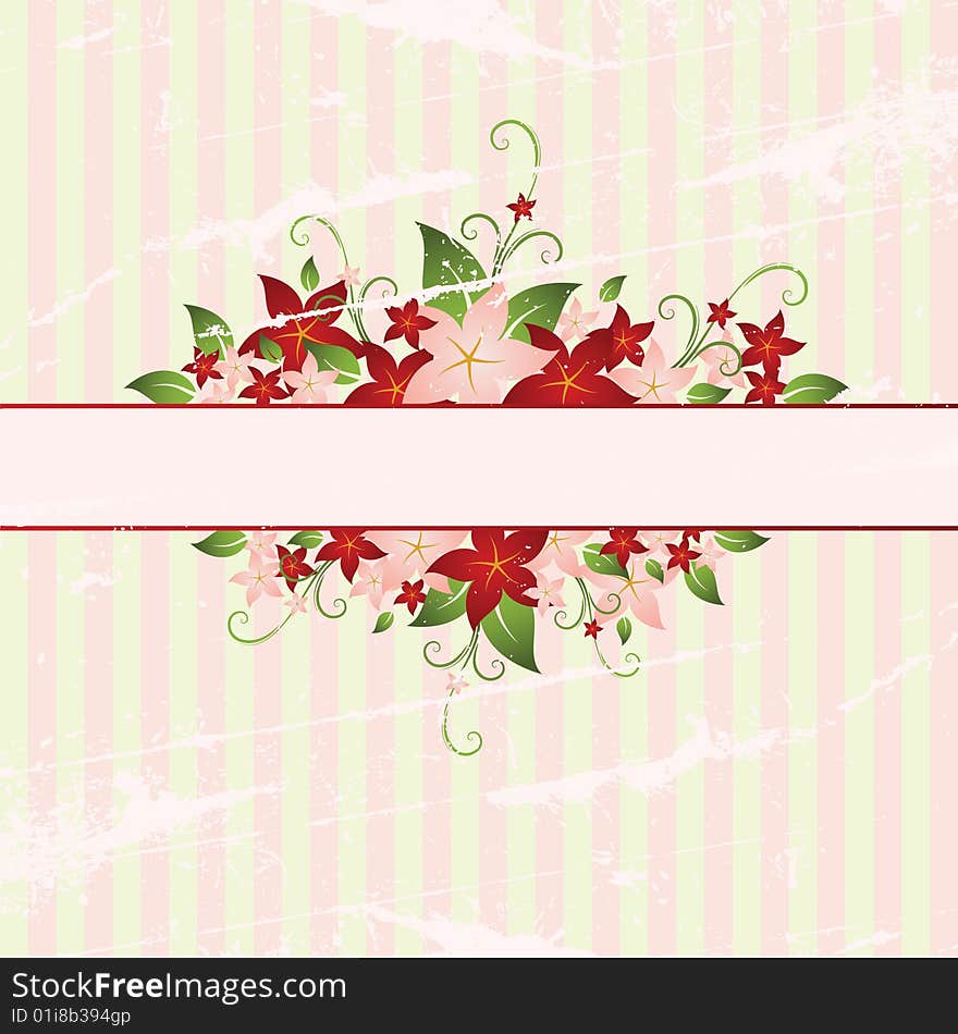 Floral frame on striped background