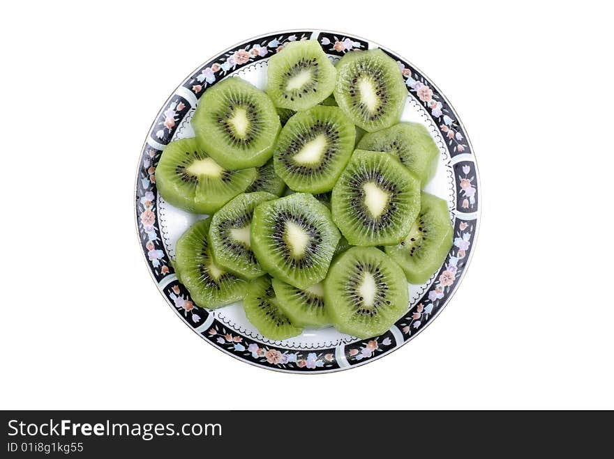 Sliced Kiwi On Plate.