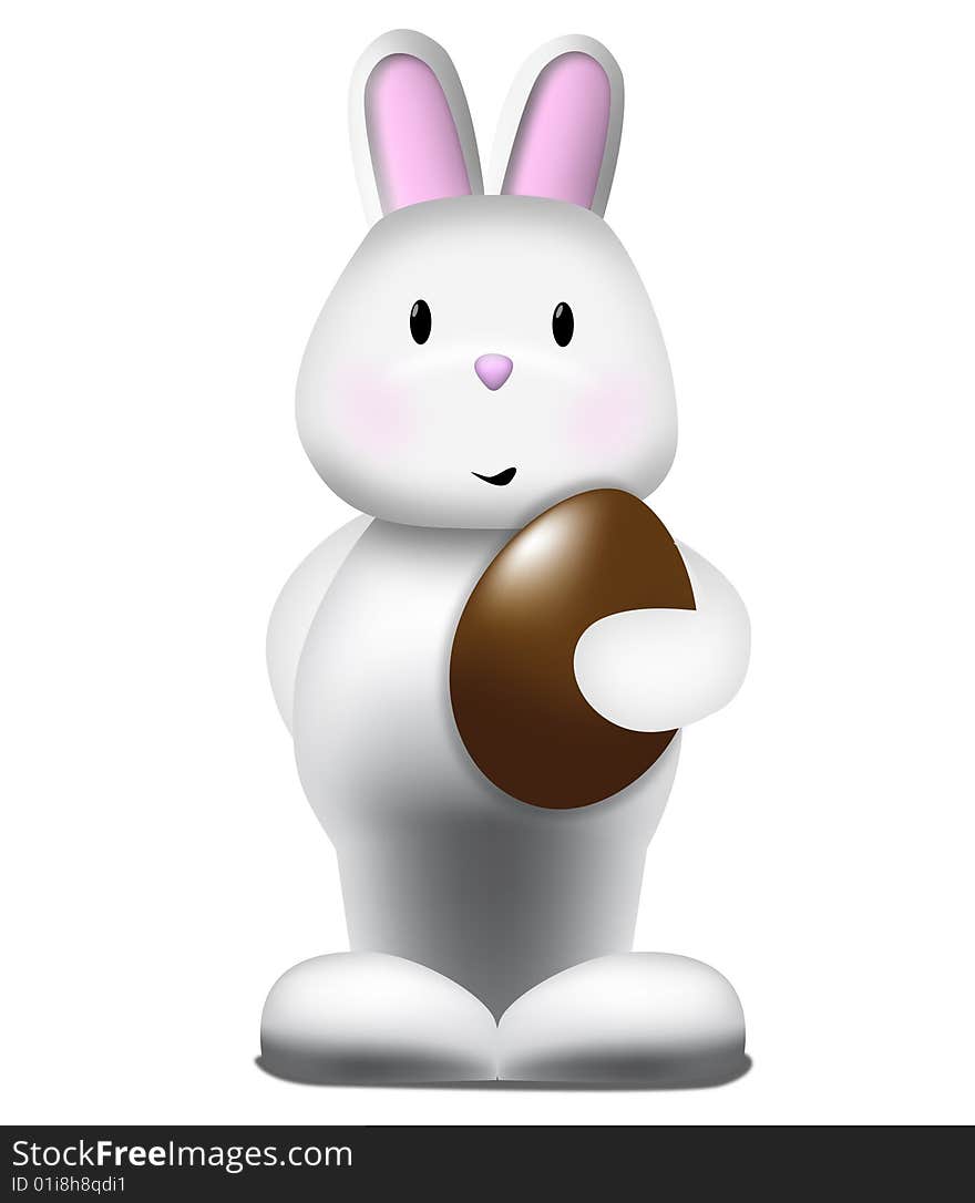 Cute bunny and chocolate easter egg on a whiter background. Cute bunny and chocolate easter egg on a whiter background