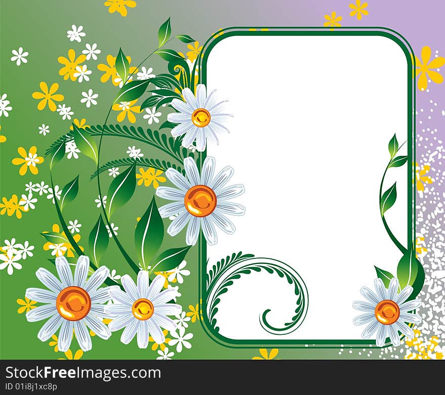 Beautiful flowers frame, floral background