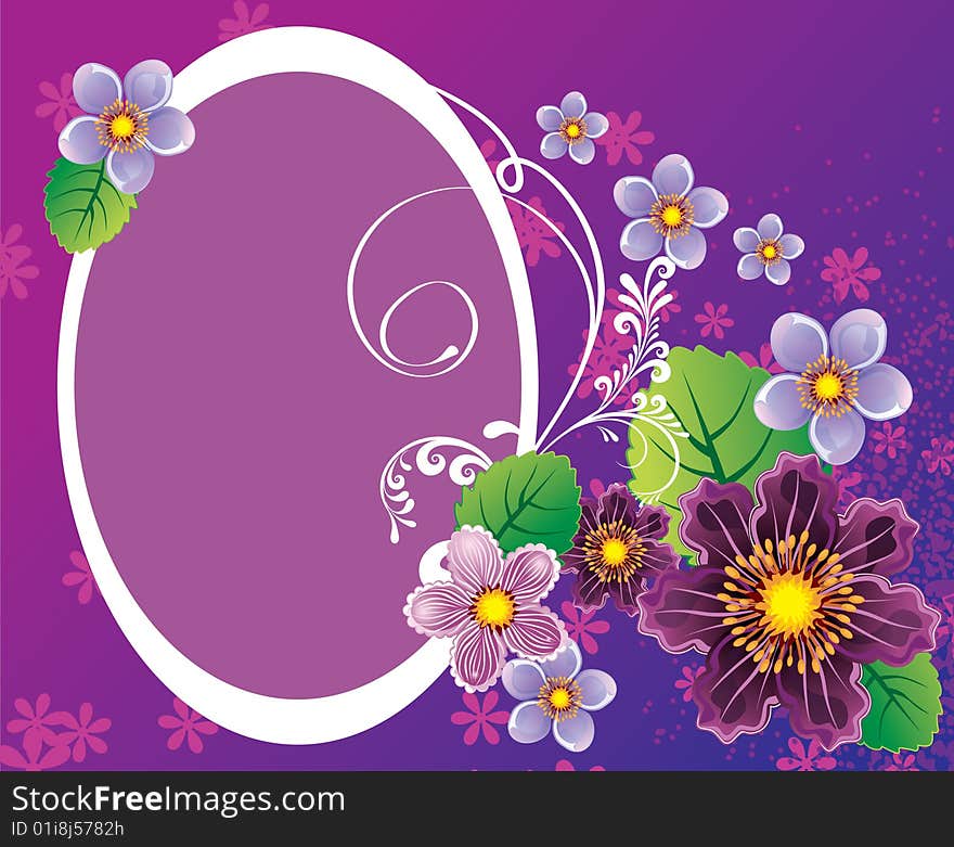 Beautiful flowers frame, floral background