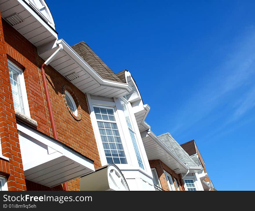 Town homes with a beautiful sky