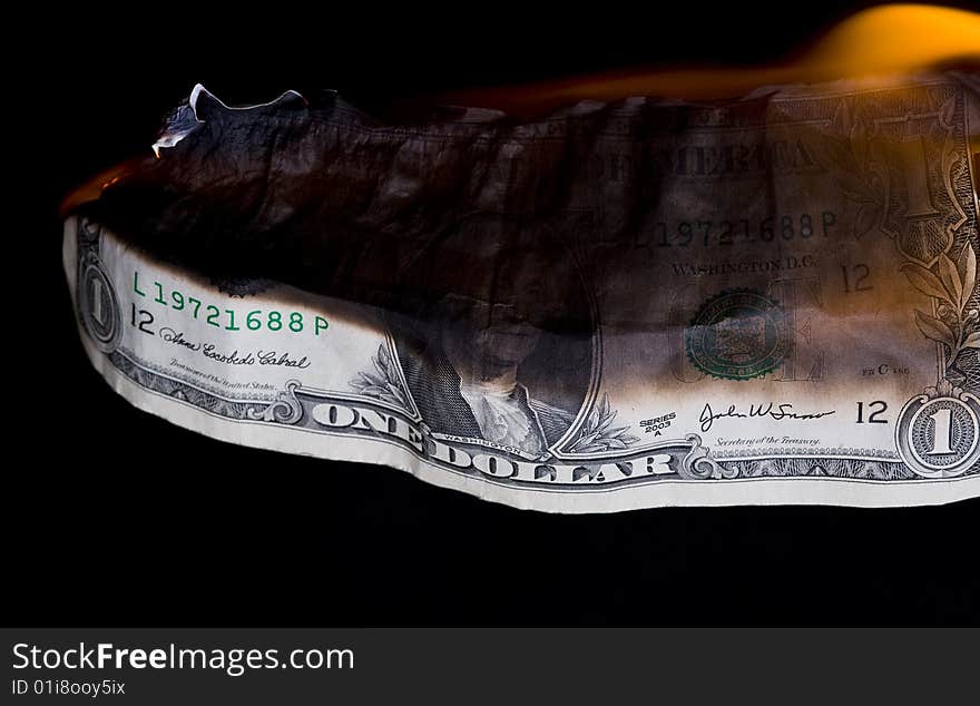 Dollar in fire. Finance crisis