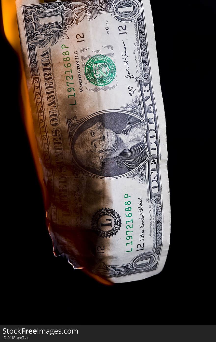 Dollar in fire. Finance crisis