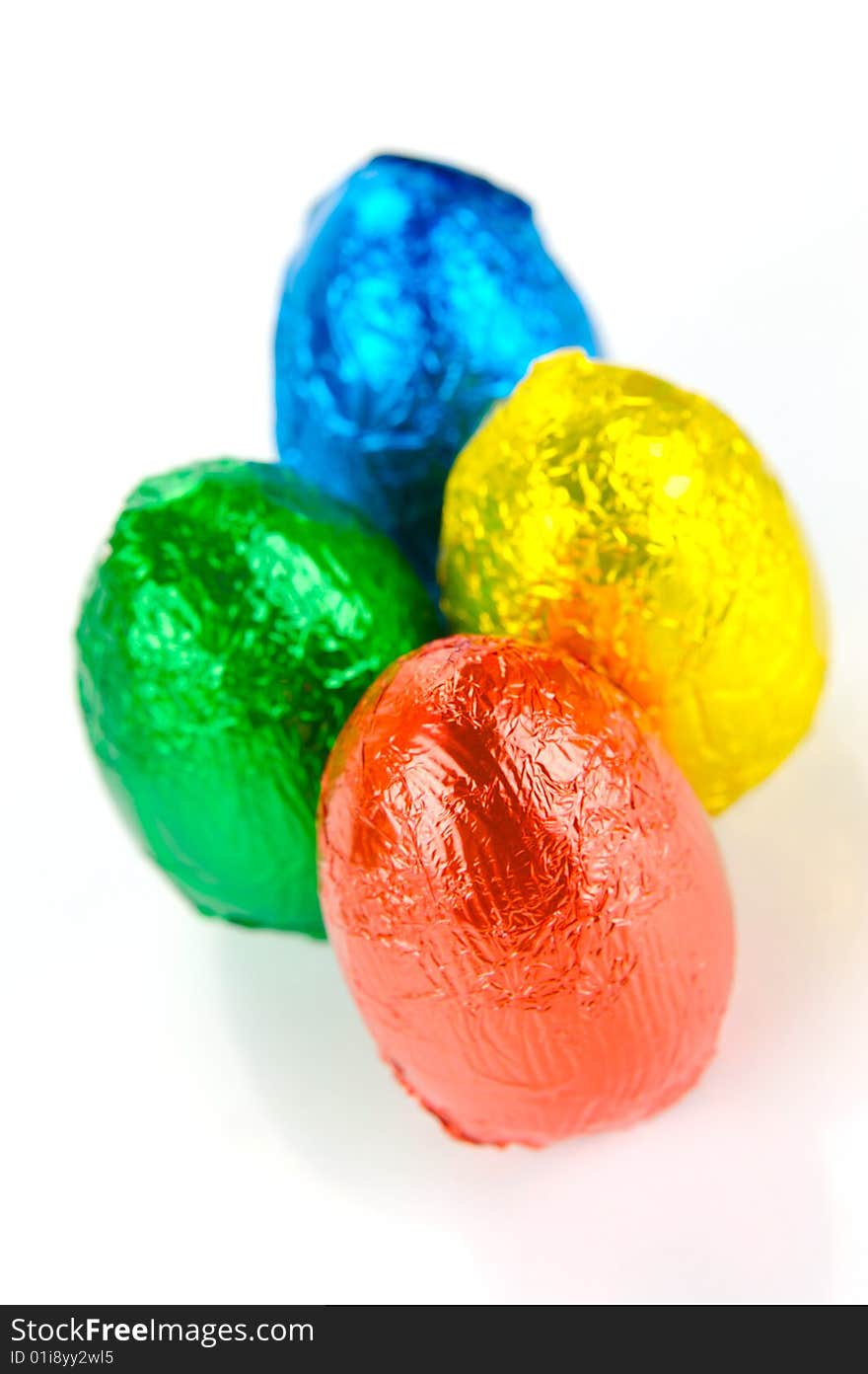 Chocolate easter eggs isolated against a white background