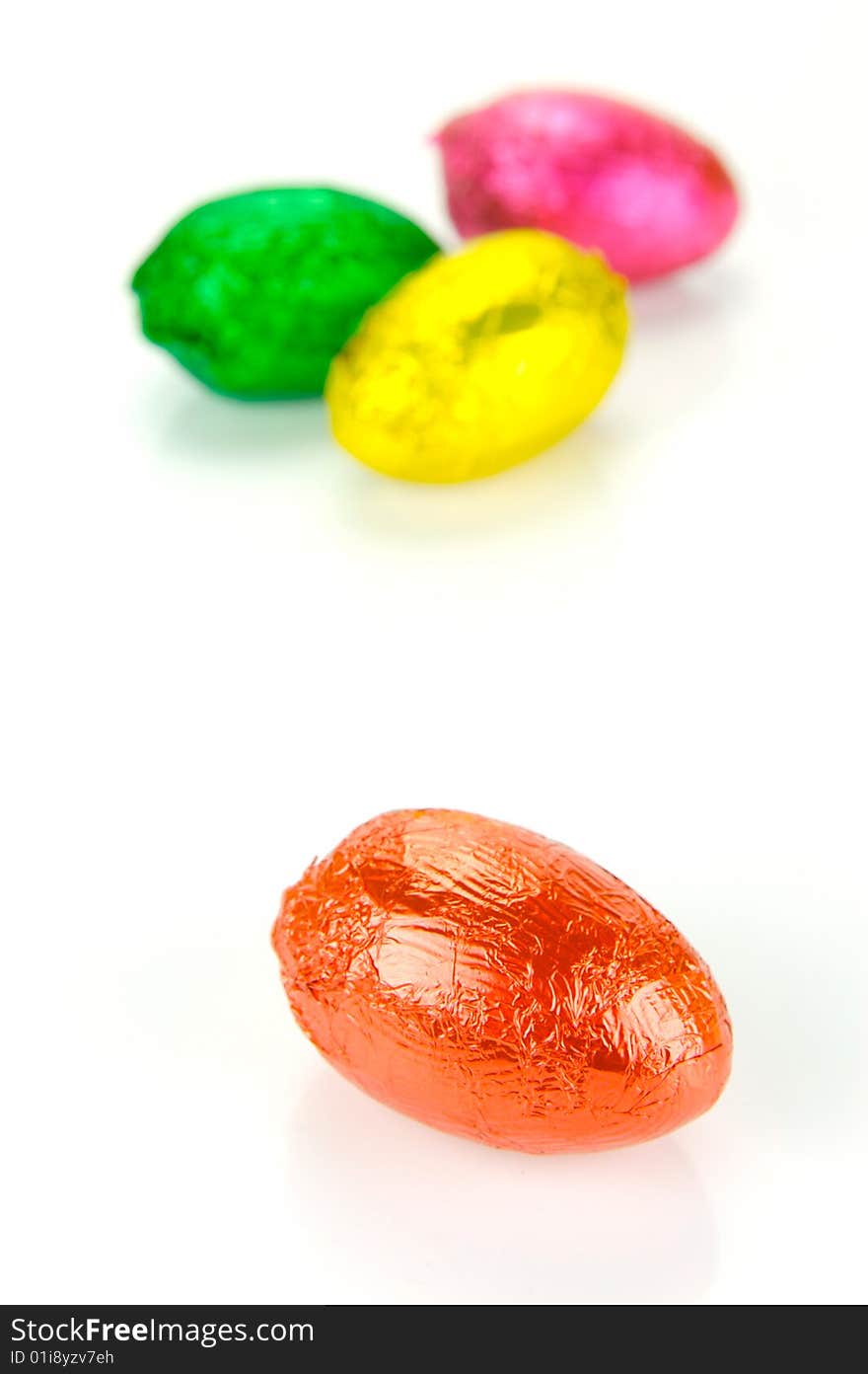 Chocolate easter eggs isolated against a white background