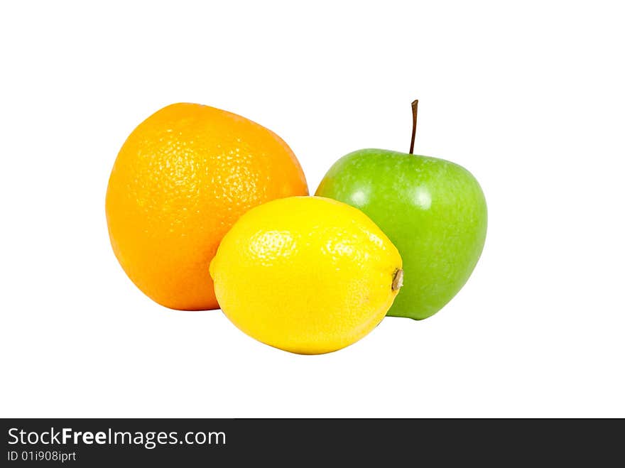 An Orange, apple and lemon. An Orange, apple and lemon