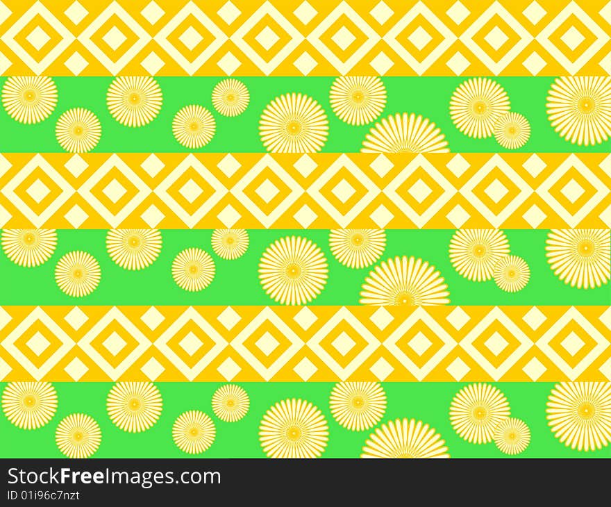 Background with yellow flower pattern and shape, vector illustration. Background with yellow flower pattern and shape, vector illustration