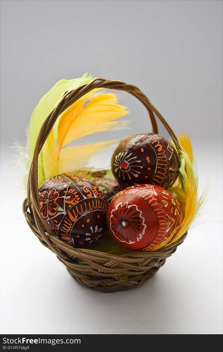 Easter eggs in basket