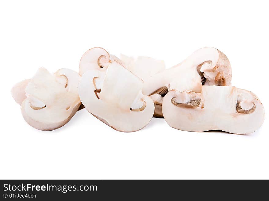 Fresh mushrooms  against a white background. Fresh mushrooms  against a white background.