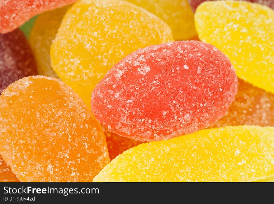 Close-up of fruit candy in many colors