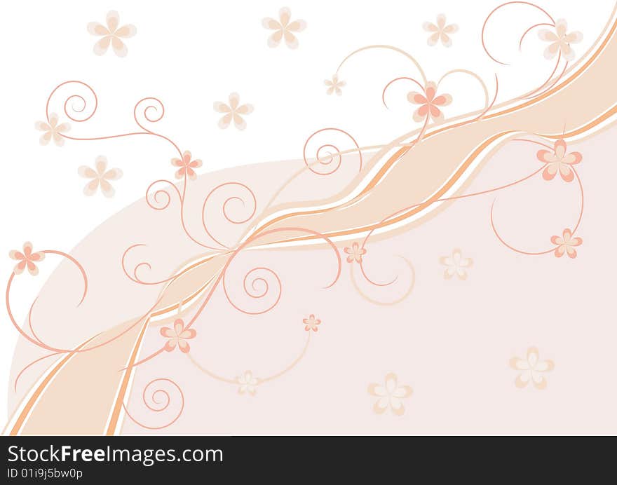 Nature background with flowers and curves