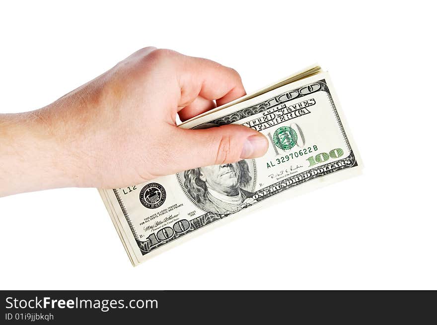 Isolated hand with money