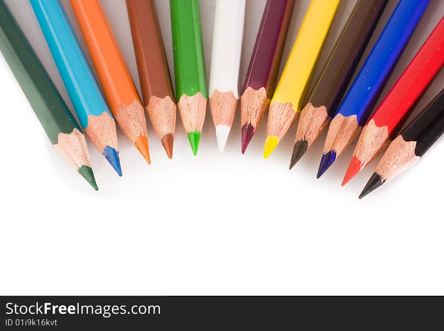 Coloured pencils isolated on white background