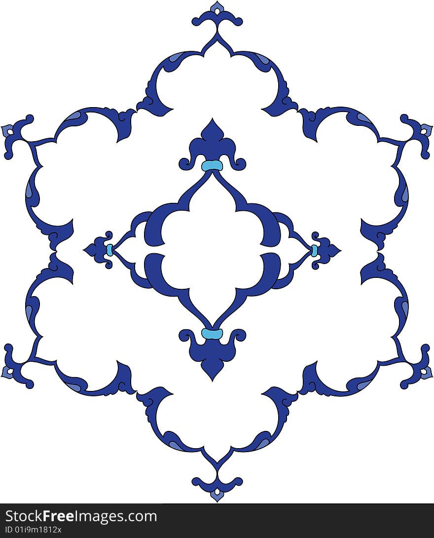 Traditional antique ottoman turkish tile illustrat