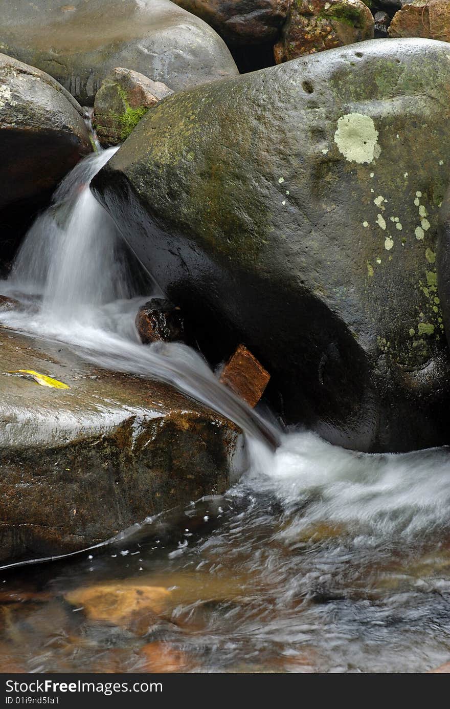 Beautiful stream waterfall bouncing through rocks