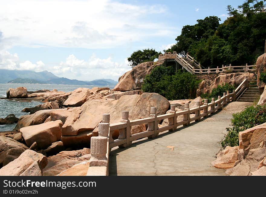 Lover`s Road Beside Ocean