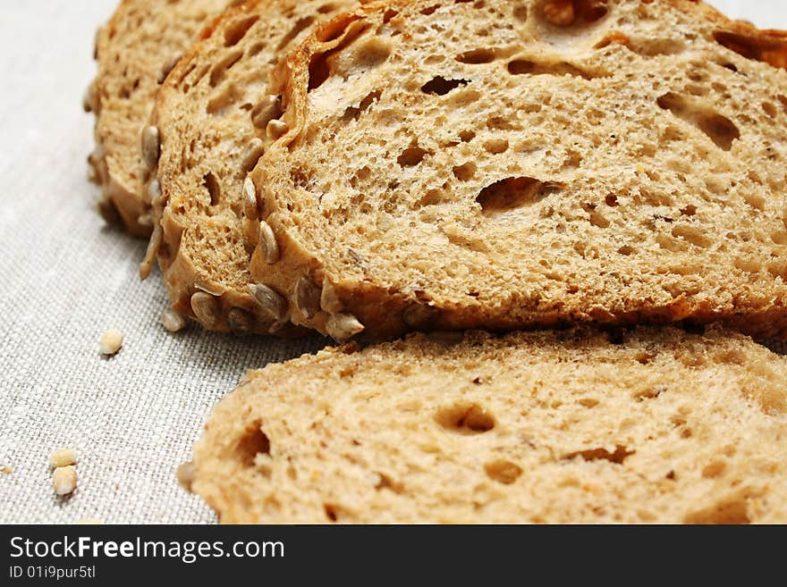 Sliced loaf of cereal bread