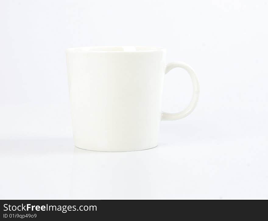 A white coffee cup on a white background