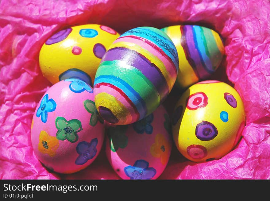 Closeup image of decorated easter eggs. Closeup image of decorated easter eggs