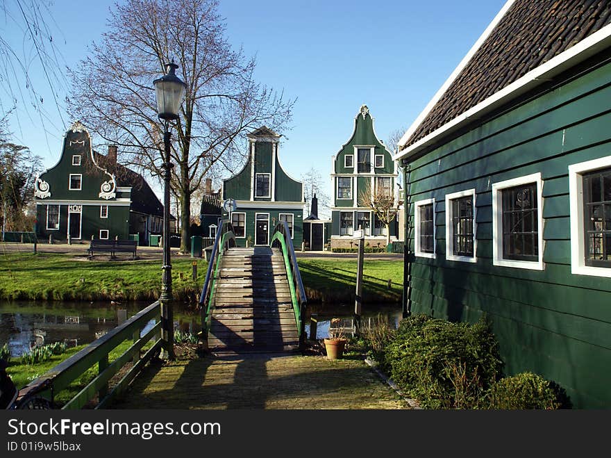 View Over Foot-bridge In Historical Dutch Setting