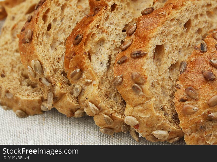 Sliced loaf of cereal bread