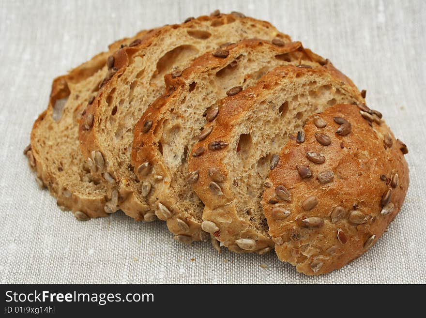 Sliced loaf of cereal bread