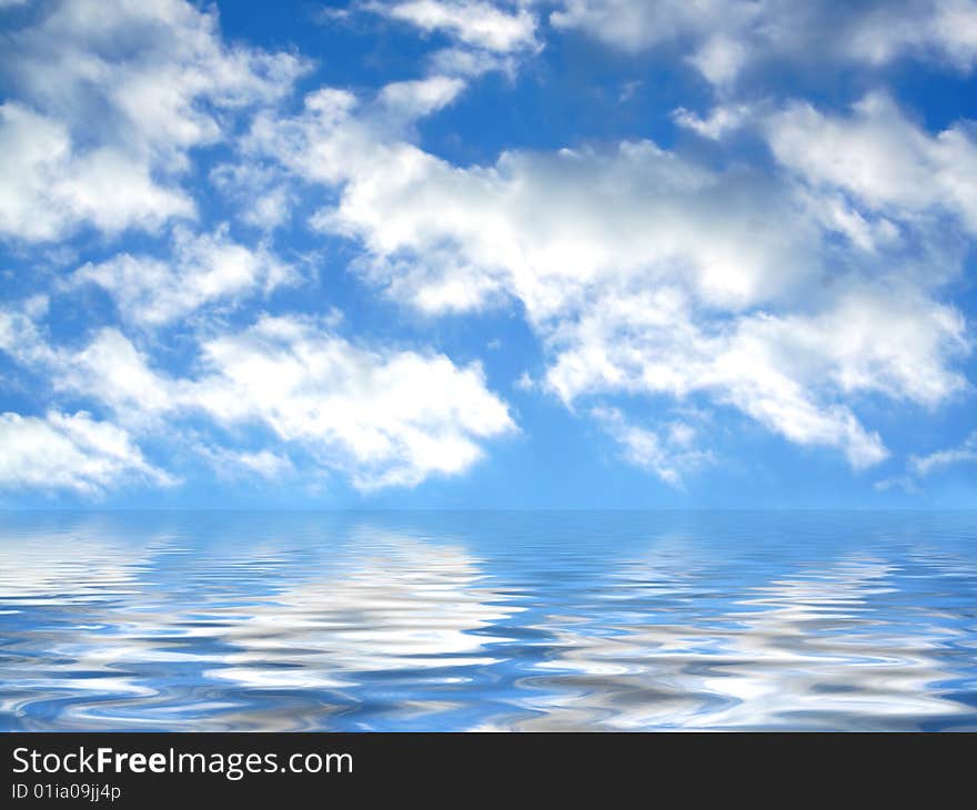 Sky and sea meet in horizon